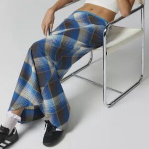 NWT Urban Outfitters brand blue and brown motif plaid skirt, sizes L and XL